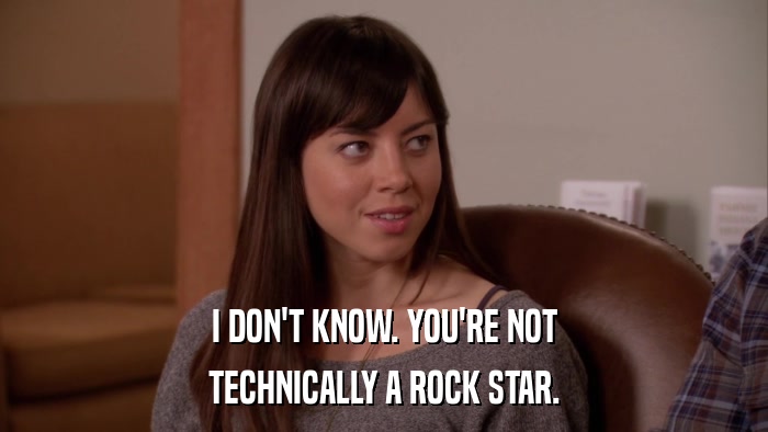 I DON'T KNOW. YOU'RE NOT TECHNICALLY A ROCK STAR. 