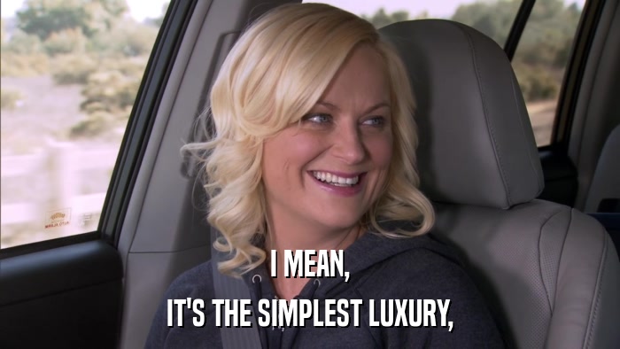 I MEAN, IT'S THE SIMPLEST LUXURY, 
