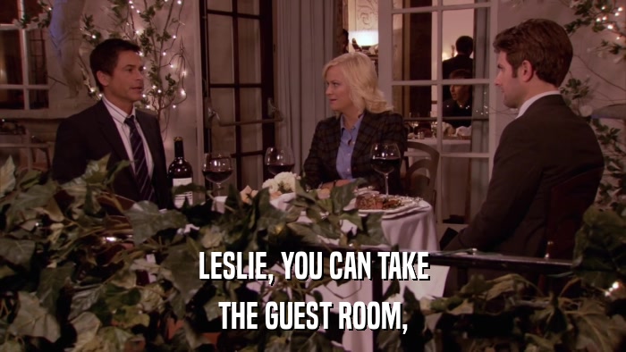 LESLIE, YOU CAN TAKE THE GUEST ROOM, 
