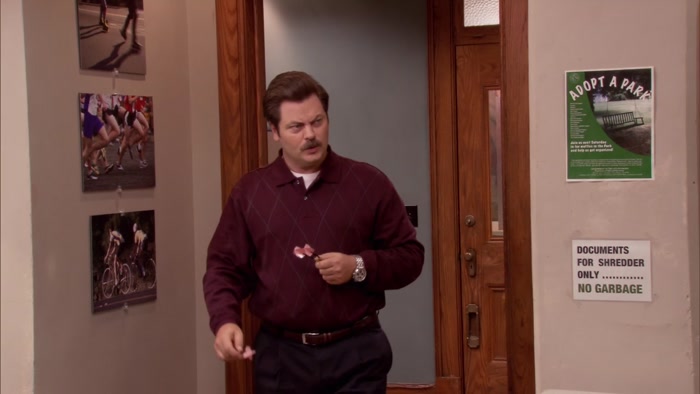 - WHERE ARE YOU GOING? - LESLIE'S NOT HERE TODAY. 