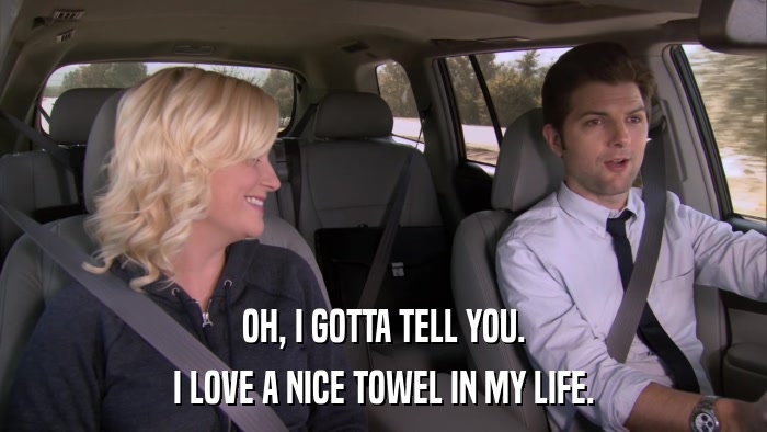 OH, I GOTTA TELL YOU. I LOVE A NICE TOWEL IN MY LIFE. 