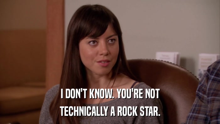 I DON'T KNOW. YOU'RE NOT TECHNICALLY A ROCK STAR. 