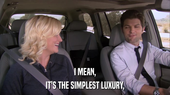 I MEAN, IT'S THE SIMPLEST LUXURY, 