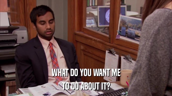 WHAT DO YOU WANT ME TO DO ABOUT IT? 