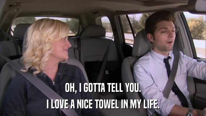 OH, I GOTTA TELL YOU. I LOVE A NICE TOWEL IN MY LIFE. 