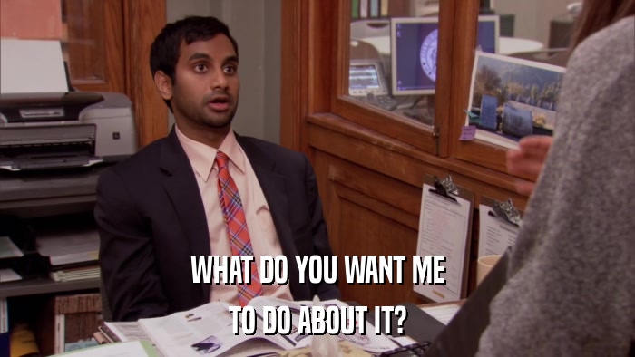 WHAT DO YOU WANT ME TO DO ABOUT IT? 