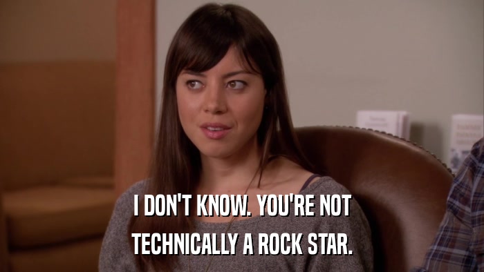 I DON'T KNOW. YOU'RE NOT TECHNICALLY A ROCK STAR. 