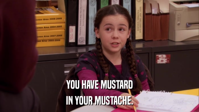 YOU HAVE MUSTARD IN YOUR MUSTACHE. 