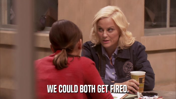 WE COULD BOTH GET FIRED.  