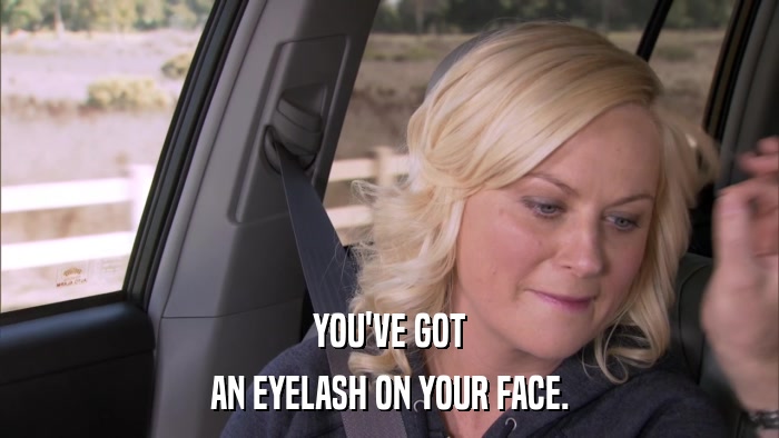YOU'VE GOT AN EYELASH ON YOUR FACE. 