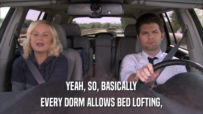 YEAH, SO, BASICALLY EVERY DORM ALLOWS BED LOFTING, 