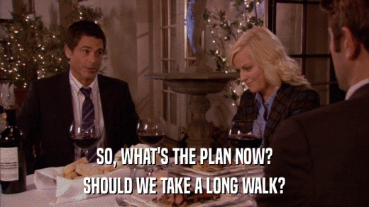 SO, WHAT'S THE PLAN NOW? SHOULD WE TAKE A LONG WALK? 