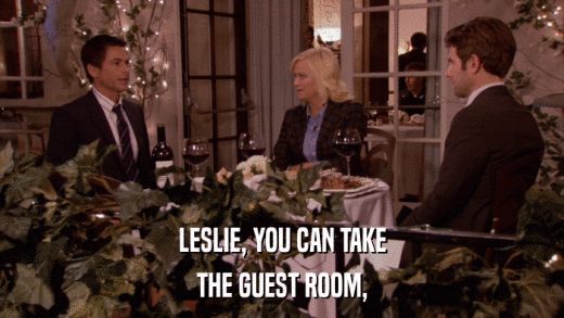 LESLIE, YOU CAN TAKE THE GUEST ROOM, 