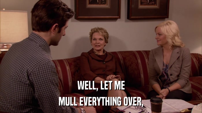 WELL, LET ME MULL EVERYTHING OVER, 