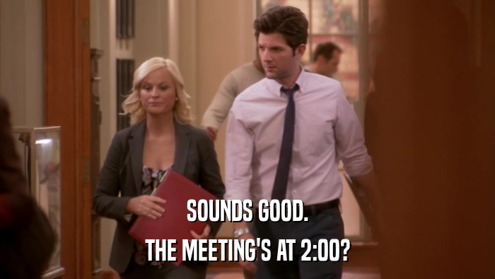 SOUNDS GOOD. THE MEETING'S AT 2:00? 