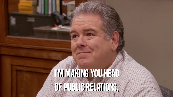 I'M MAKING YOU HEAD OF PUBLIC RELATIONS, 