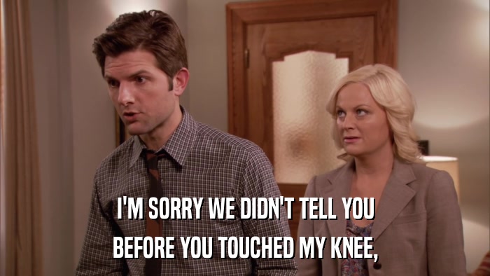 I'M SORRY WE DIDN'T TELL YOU BEFORE YOU TOUCHED MY KNEE, 