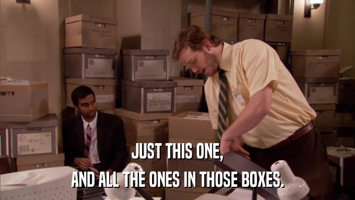 JUST THIS ONE, AND ALL THE ONES IN THOSE BOXES. 