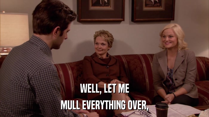 WELL, LET ME MULL EVERYTHING OVER, 
