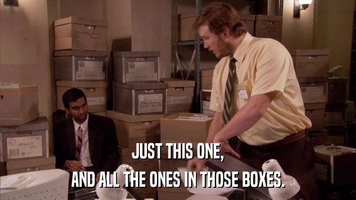 JUST THIS ONE, AND ALL THE ONES IN THOSE BOXES. 