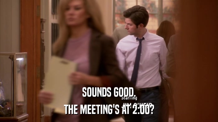 SOUNDS GOOD. THE MEETING'S AT 2:00? 