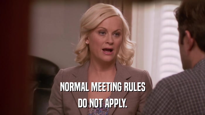 NORMAL MEETING RULES DO NOT APPLY. 
