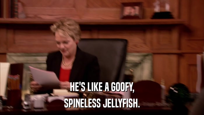 HE'S LIKE A GOOFY, SPINELESS JELLYFISH. 