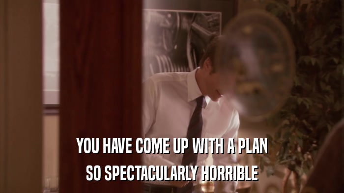 YOU HAVE COME UP WITH A PLAN SO SPECTACULARLY HORRIBLE 