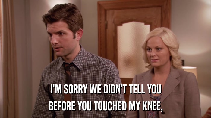 I'M SORRY WE DIDN'T TELL YOU BEFORE YOU TOUCHED MY KNEE, 