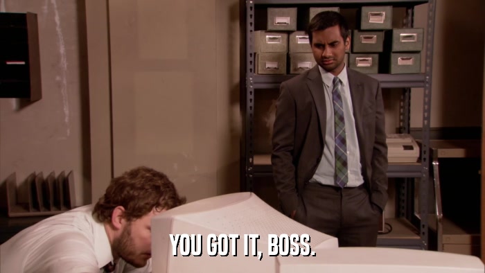 YOU GOT IT, BOSS.  