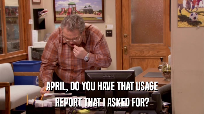 APRIL, DO YOU HAVE THAT USAGE REPORT THAT I ASKED FOR? 