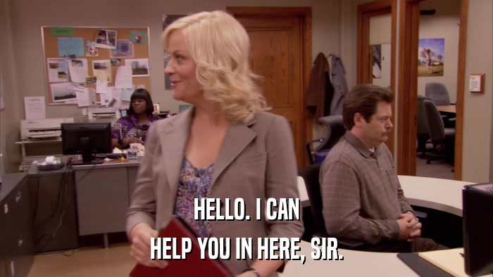 HELLO. I CAN HELP YOU IN HERE, SIR. 