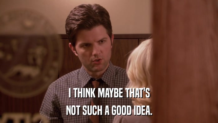 I THINK MAYBE THAT'S NOT SUCH A GOOD IDEA. 
