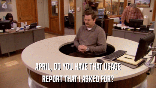 APRIL, DO YOU HAVE THAT USAGE REPORT THAT I ASKED FOR? 