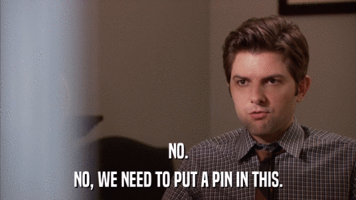 NO. NO, WE NEED TO PUT A PIN IN THIS. 