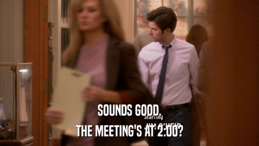 SOUNDS GOOD. THE MEETING'S AT 2:00? 
