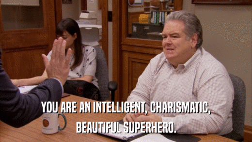 YOU ARE AN INTELLIGENT, CHARISMATIC, BEAUTIFUL SUPERHERO. 