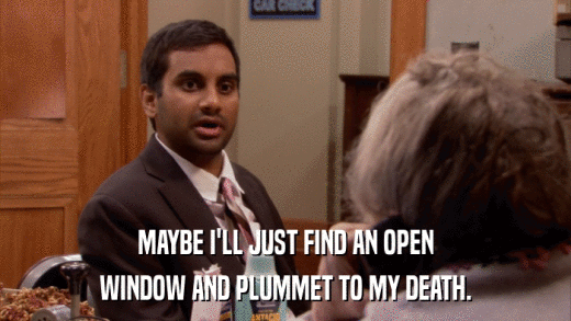 MAYBE I'LL JUST FIND AN OPEN WINDOW AND PLUMMET TO MY DEATH. 