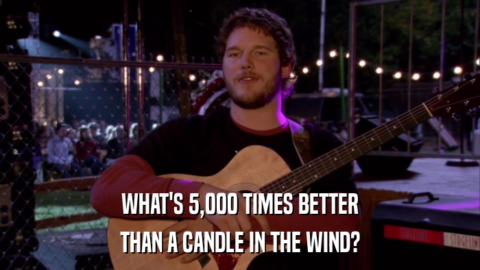 WHAT'S 5,000 TIMES BETTER THAN A CANDLE IN THE WIND? 