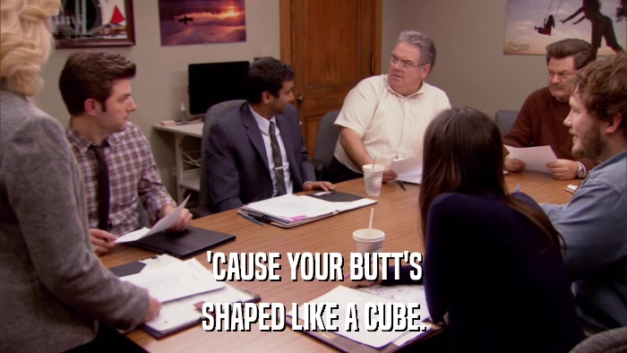 'CAUSE YOUR BUTT'S SHAPED LIKE A CUBE. 