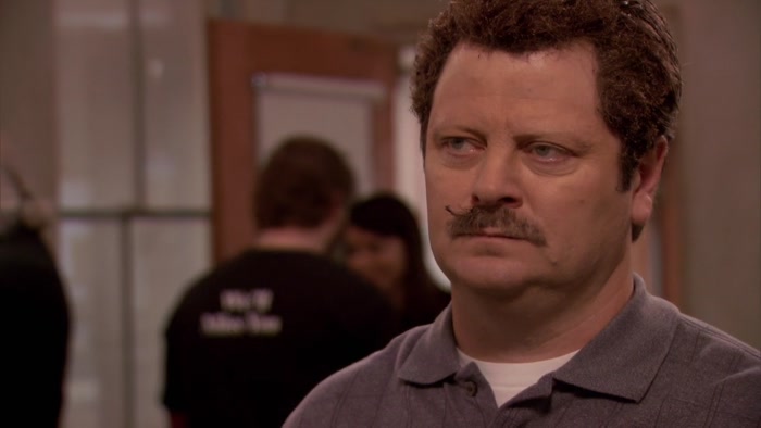 RON SWANSON LOVES HIS FACIAL HAIR. 