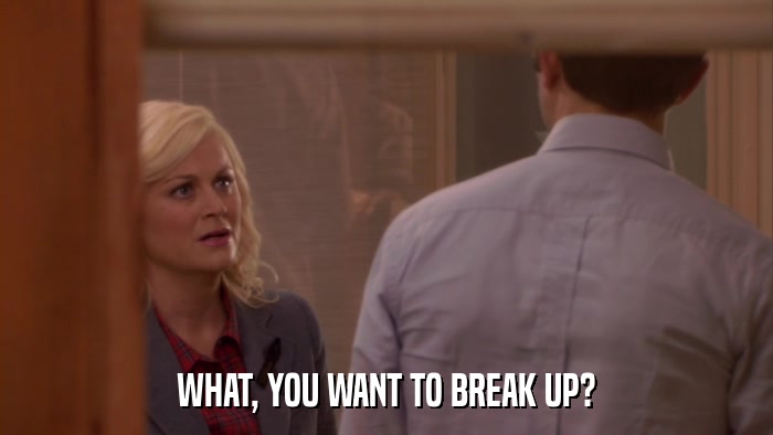WHAT, YOU WANT TO BREAK UP?  