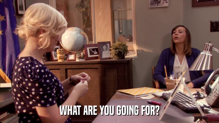 WHAT ARE YOU GOING FOR?  