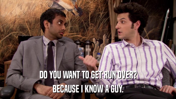 DO YOU WANT TO GET RUN OVER? BECAUSE I KNOW A GUY. 