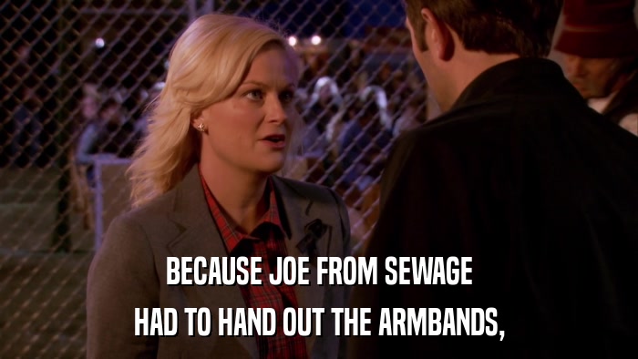 BECAUSE JOE FROM SEWAGE HAD TO HAND OUT THE ARMBANDS, 