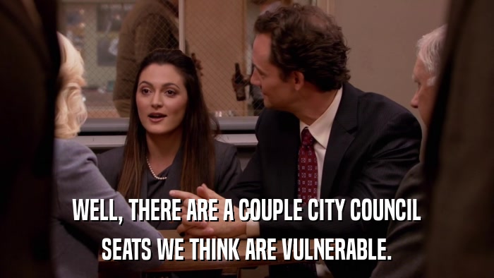 WELL, THERE ARE A COUPLE CITY COUNCIL SEATS WE THINK ARE VULNERABLE. 