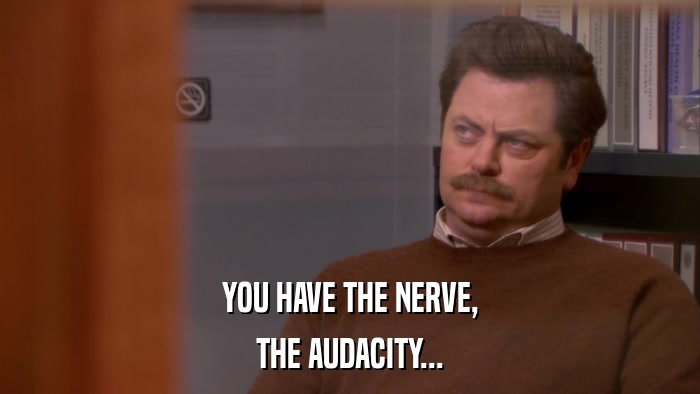 YOU HAVE THE NERVE, THE AUDACITY... 
