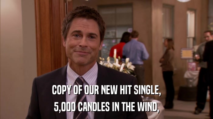 COPY OF OUR NEW HIT SINGLE, 5,000 CANDLES IN THE WIND, 