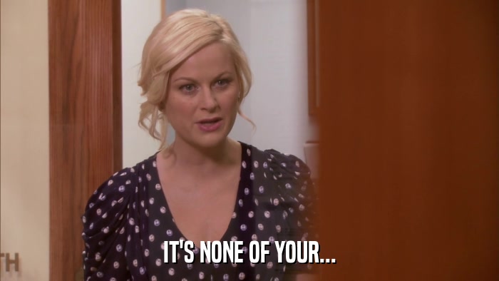 IT'S NONE OF YOUR...  