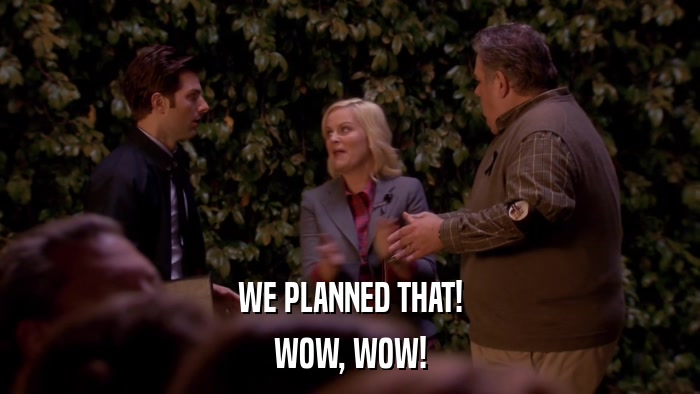 WE PLANNED THAT! WOW, WOW! 